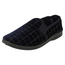 (UK 7, Navy (Blue)) Mens Spot On Slip On Casual Slipper Shoes