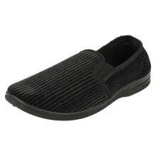 (UK 7, Black) Mens Spot On Quality Slippers