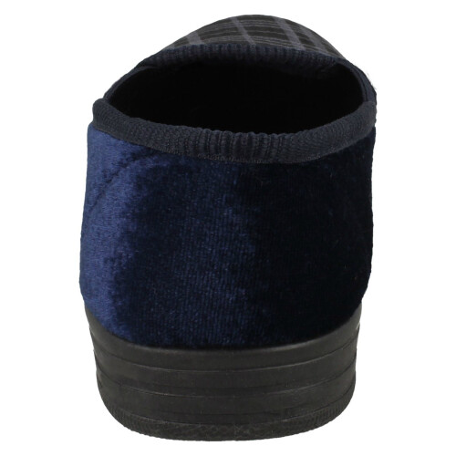 (UK 8, Navy (Blue)) Mens Spot On Checked Slippers 1