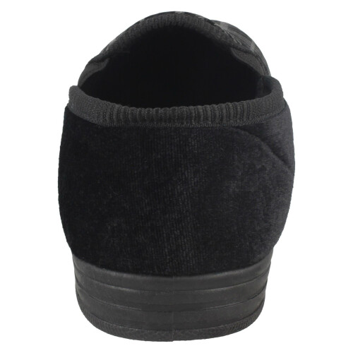 (UK 7, Black) Mens Spot On Checked Slippers 2