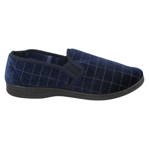 (UK 7, Navy (Blue)) Mens Spot On Check Slippers MS62 2