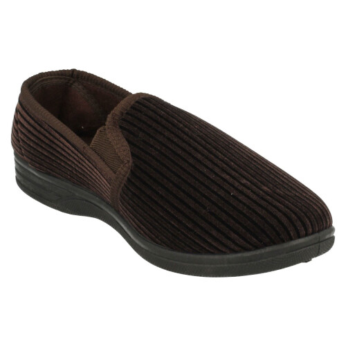 (UK 7, Brown) Mens Spot On Quality Slippers 2