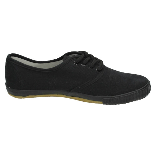 (UK 6, Black) Mens Spot On Flat Casual Plimsolls 1