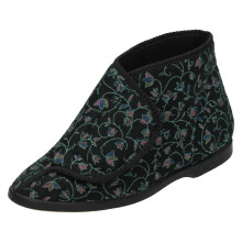 (UK 5, Black) Womens Spot On Velcro Bootee Slippers