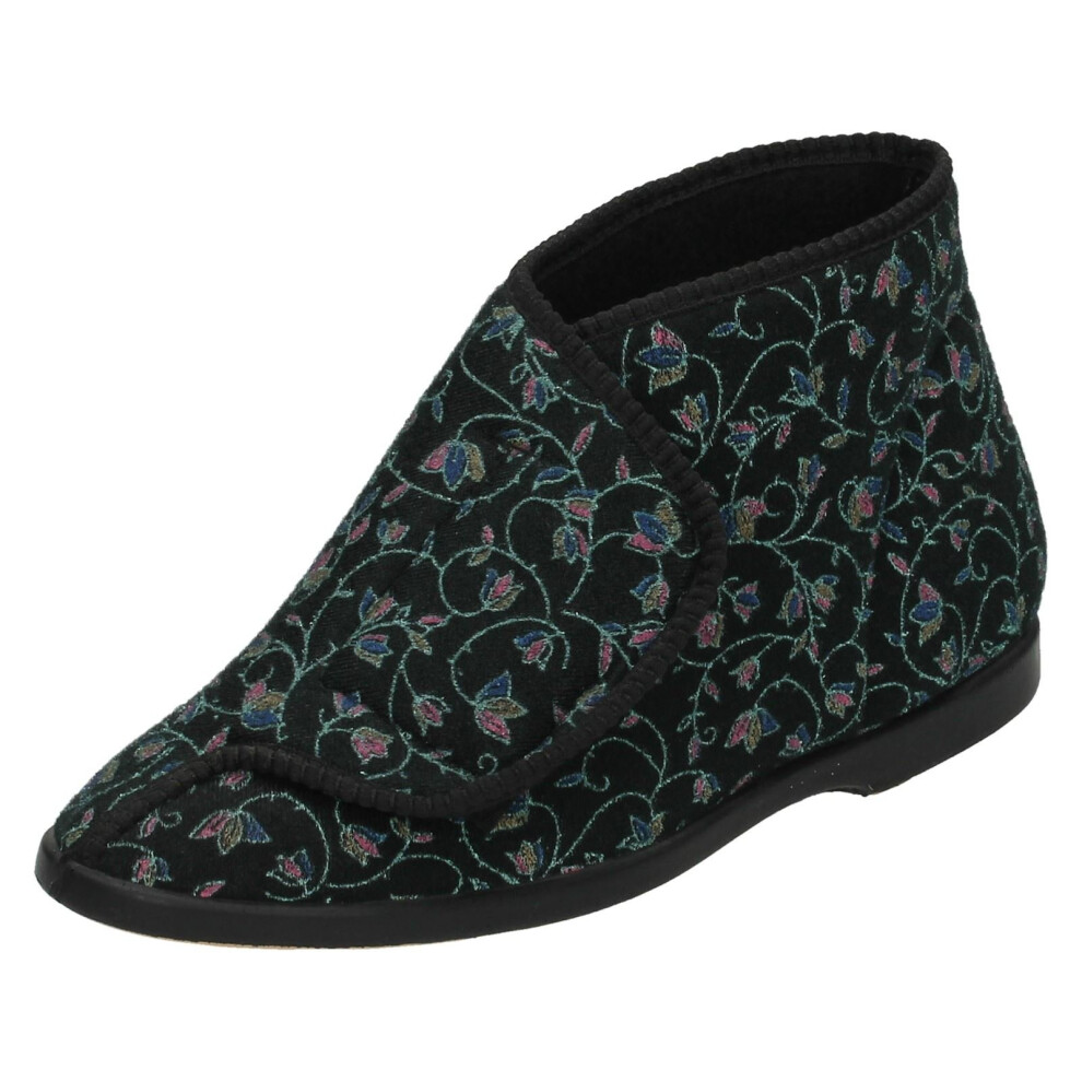 Spot On (Uk 5, ) Womens Velcro Bootee Slippers Black