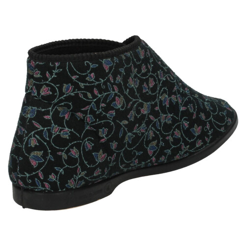 (UK 5, Black) Womens Spot On Velcro Bootee Slippers 2