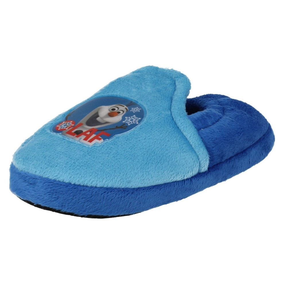 (UK 8-9 Child, Blue) Boys Frozen Slippers Olaf