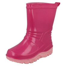 (UK 12 Child, Pink) Girls Spot On Plain Wellington Boots