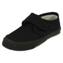 (UK 13 Child, Black) Unisex Childrens Spot On School Pumps
