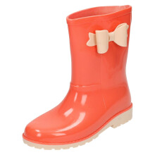 (UK 12 Child, Coral (Orange)) Girls Spot On Bow Detail Wellington Boots