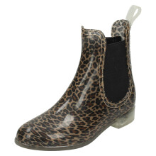 (UK 10 Child, Tan Leopard (Brown)) Girls Spot On Ankle Wellington Boots