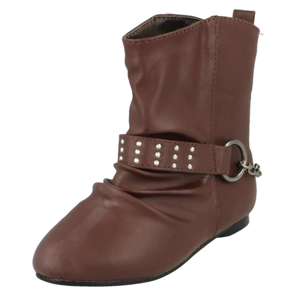 (UK 13 Child, Burgundy (Red)) Girls Spot On Flat Ankle Boot H4087