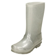 (UK 11 Child, Silver) Girls Spot On Glitter Wellingtons X1253#C
