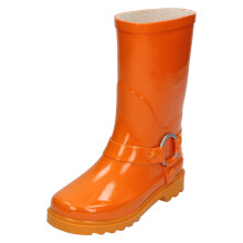(UK 1 Child, Orange) Girls Spot On Ring Trim Wellington Boots