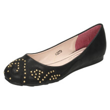 (UK 1 Child, Black) Girls Spot On Flat Ballet Style Shoes