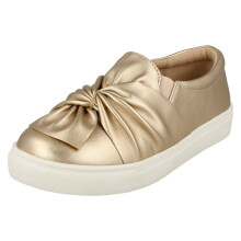(UK 13 Child, Rose Gold (Gold)) Girls Spot On Twist Vamp Flat Shoes H2455