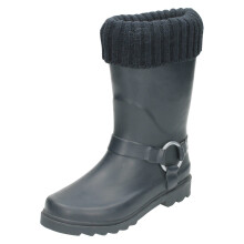 (UK 13 Child, Navy (Blue)) Girls Spot On Ring Strap Wellington Boots