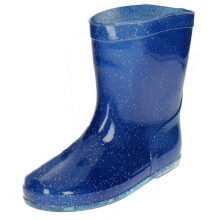 (UK 12 Child, Navy (Blue)) Girls Spot On Glitter Short Wellingtons