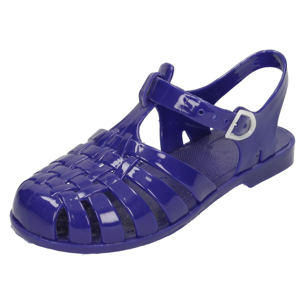 (UK 7 Infant, Navy (Blue)) Girls Spot On Closed Toe Jelly Sandals