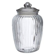 Fluted Design Glass Storage Jar Rounded Knob Lid