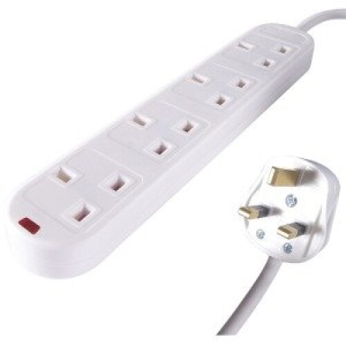 2M 4 Way Surge Protected Pwr Ext  4  Sockets White 27-4020S