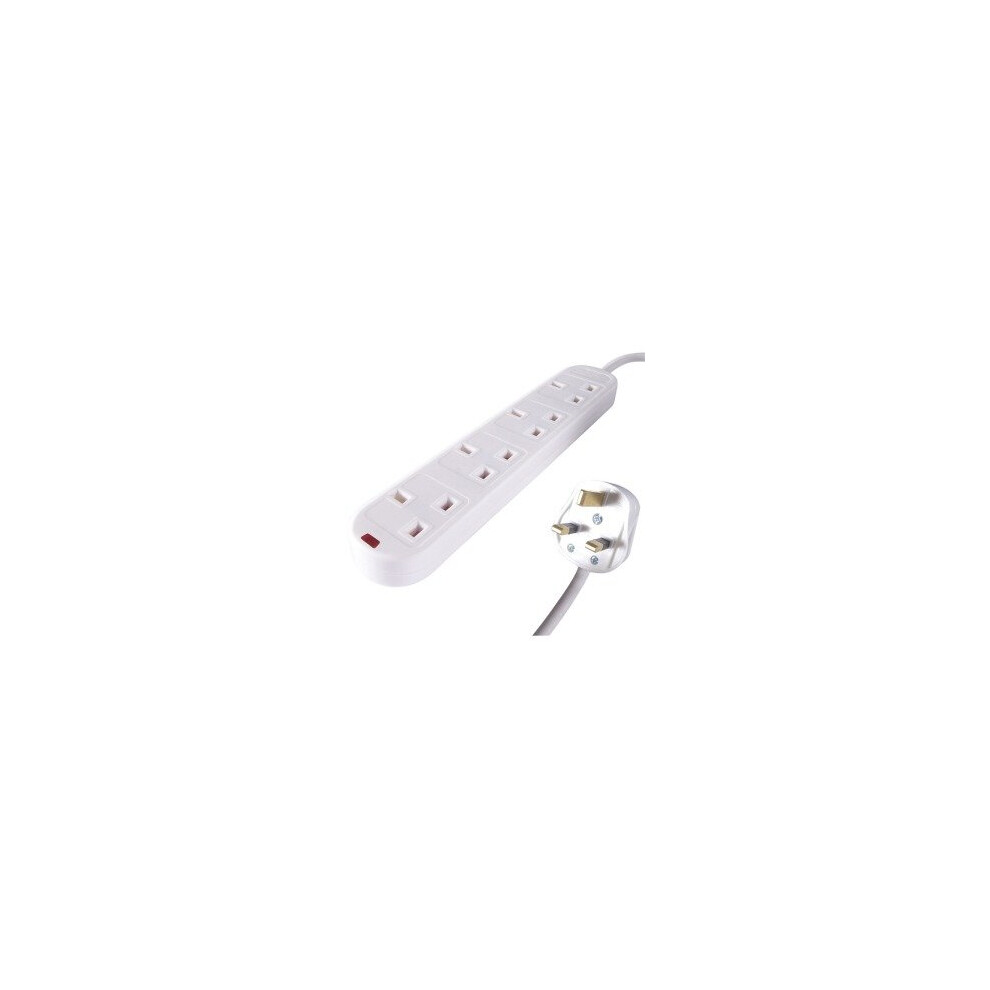 2M 4 Way Surge Protected Pwr Ext  4  Sockets White 27-4020S
