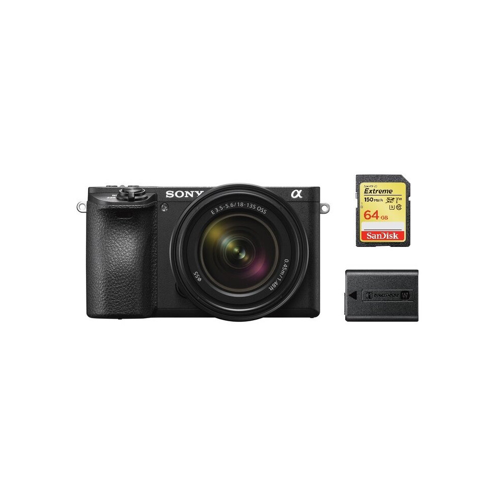 SONY A6500 Black + SEL 18-135MM F3.5-5.6 OSS + 64GB SD card + NP-FW50