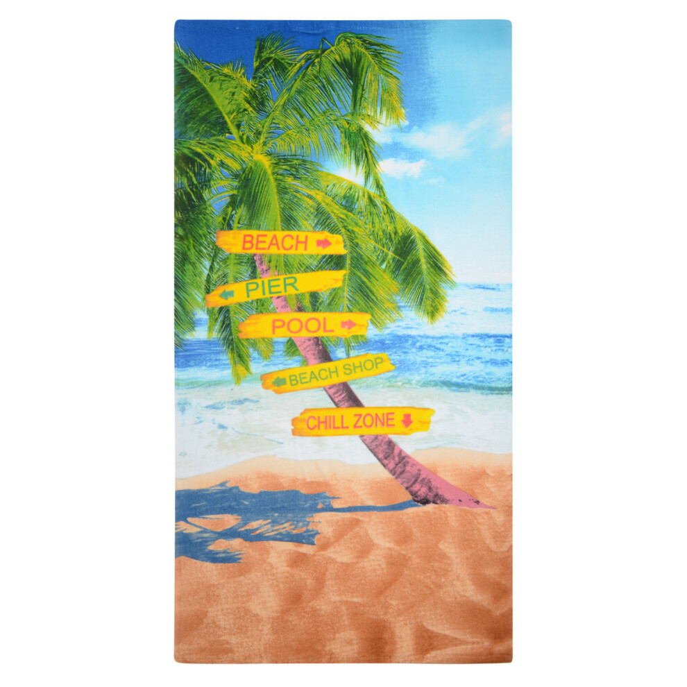 (Beach Signs) GEEZY Large Microfibre Beach Bath Towel Sports Travel Camping Gym Lightweight