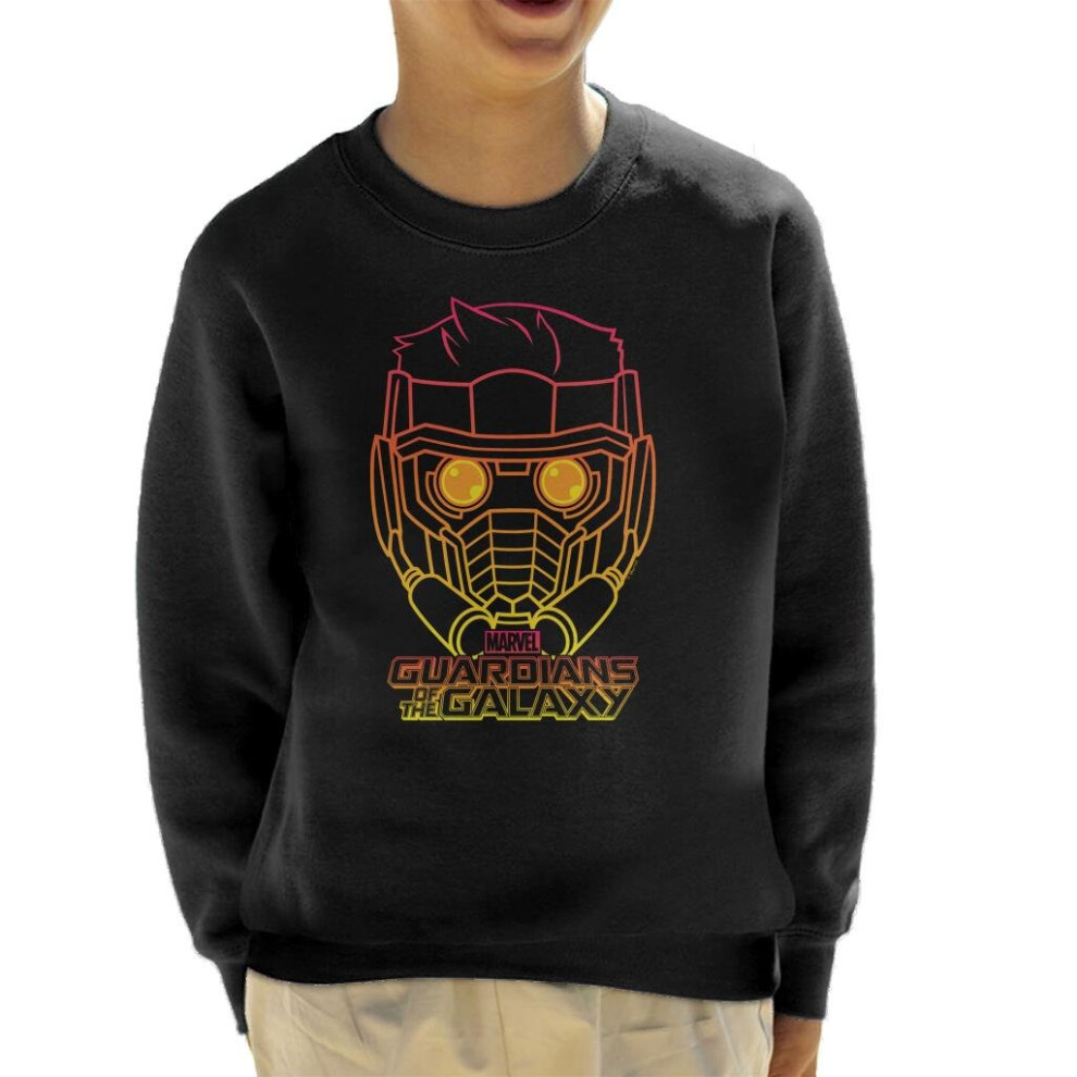 (Large (9-11 yrs), Black) Marvel Guardians Of The Galaxy Star Lord Head Logo Kid's Sweatshirt