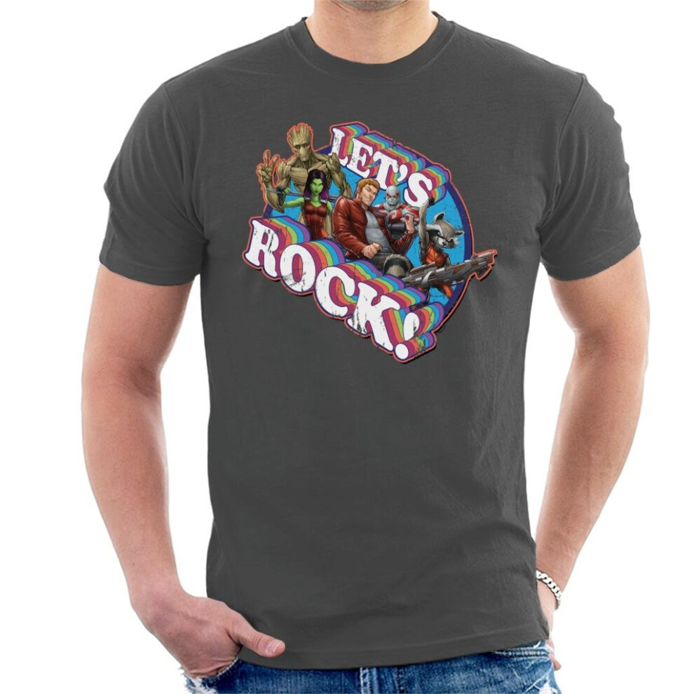 (2XL, Charcoal) Marvel Guardians Of The Galaxy Lets Rock Men's T-Shirt