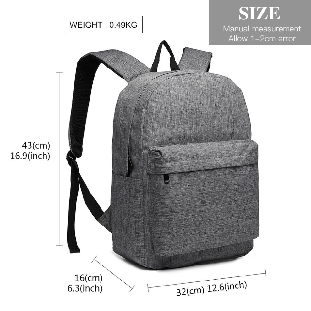 Kono Grey (Grey) Functional School Backpack Travel Carry On Bag 20L