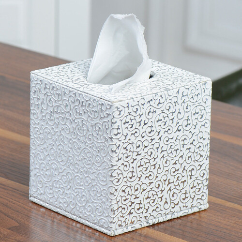 Vanubay Tissue Box Tissue Holder Rectangular Cube Cover Silver