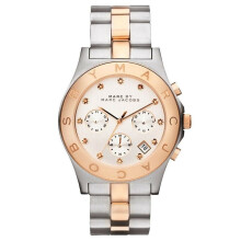 Marc Jacobs Blade Ladies Watch Chronograph Silver Dial Dual Tone Strap MBM3178