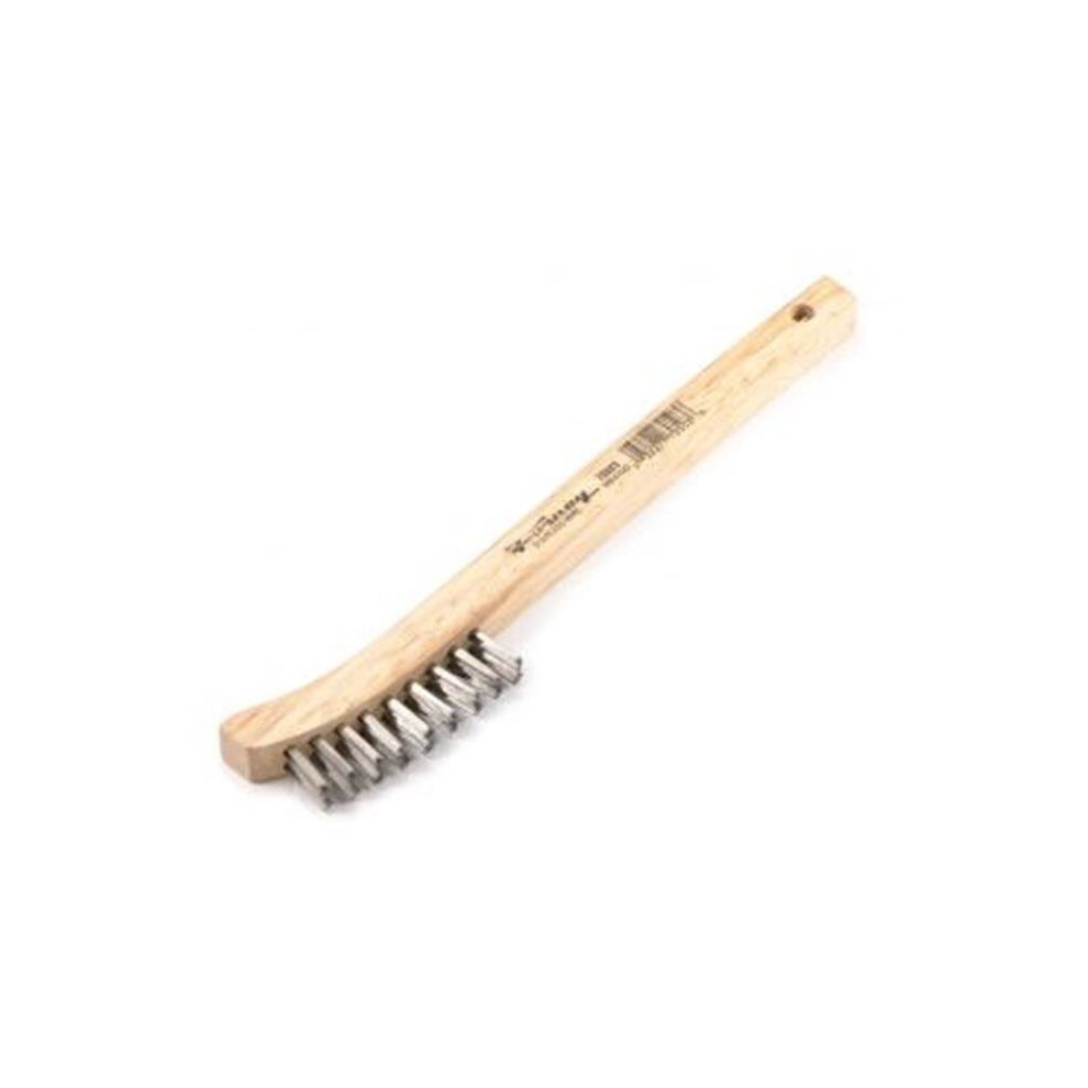 Industries Inc 70503 Wire Scratch Brush, Stainless Steel With Curved Wood Handle 753153214311