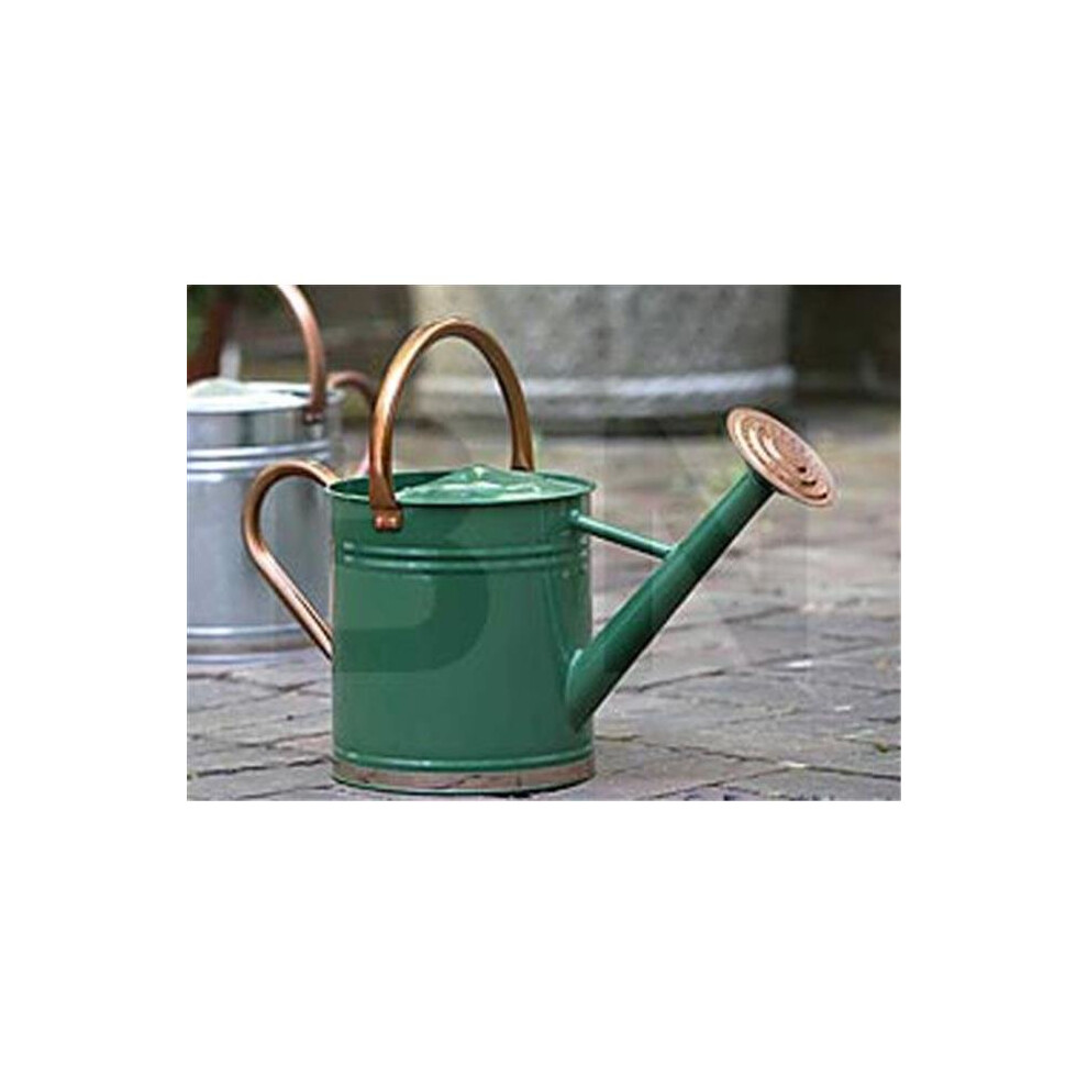 Gardman 8327 1 gal Hunter Green Galvanized Steel Watering Can - Copper Accents