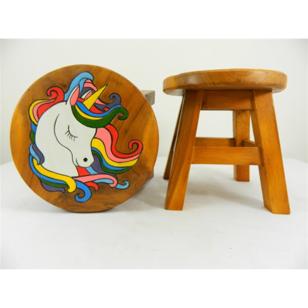 (UNICORN HEAD) Childs Childrens Wooden Stool Hand Made-image-OPC-PYHH6T-NEW
