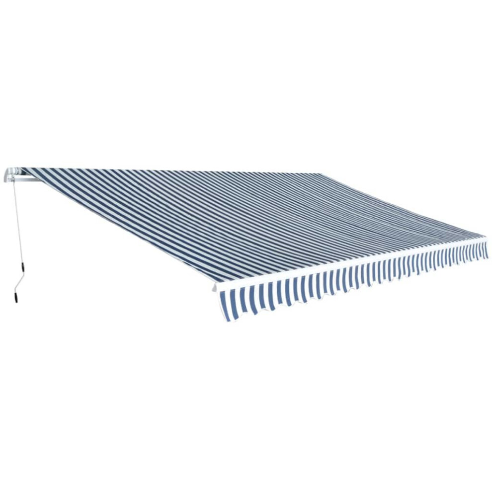 Vidaxl Folding Awning Manual Operated 500Cm Canopy Solar Shade Blue/White