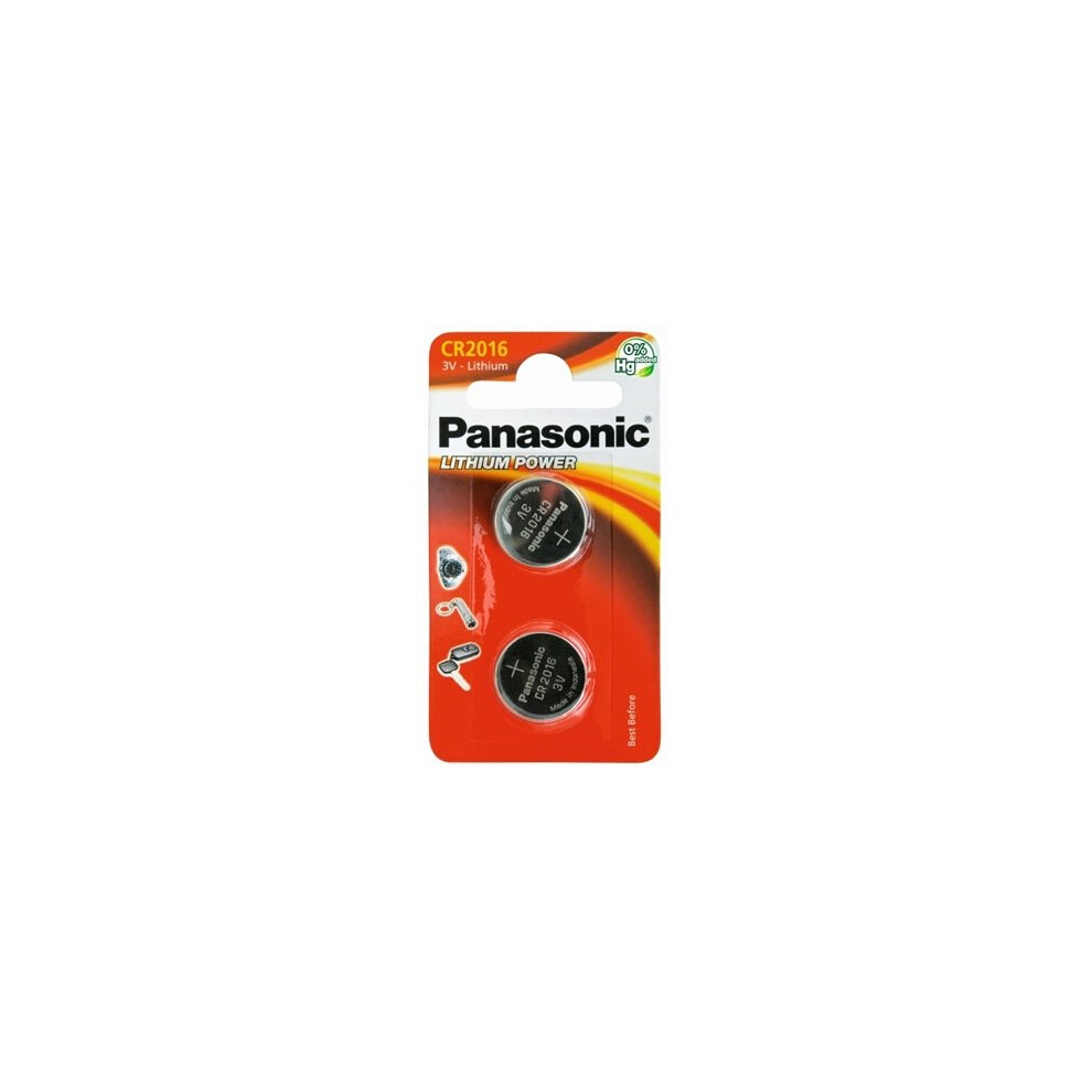 Panasonic Lithium Pack Of 2 Coin Cell Cr2016 Batteries PANACR2016-B2