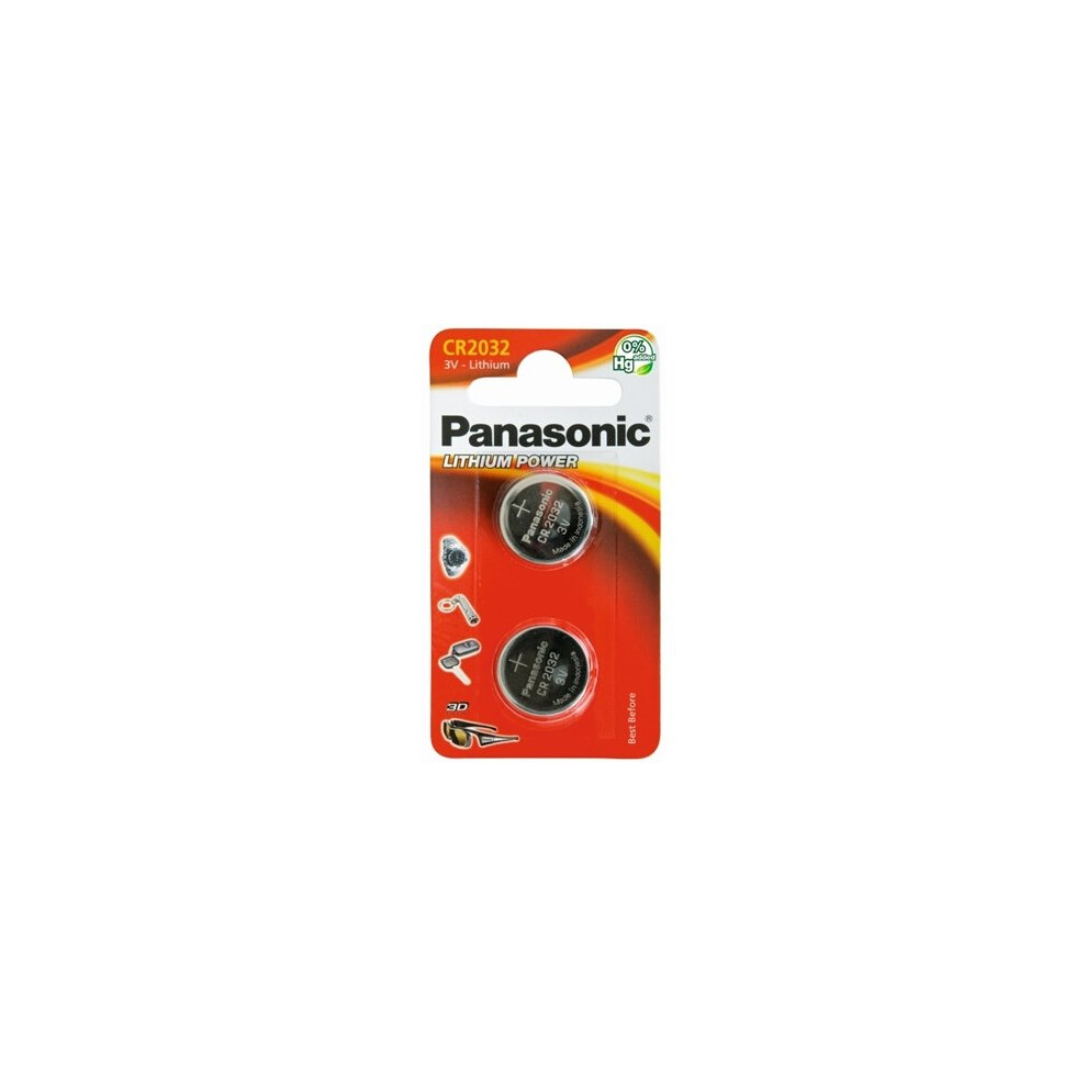 Panasonic Lithium Pack Of 2 Coin Cell Cr2032 Batteries PANACR2032-B2