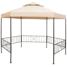 vidaXL Garden Marquee Gazebo Pavilion Tent Hexagonal Beige 323x265cm Canopy