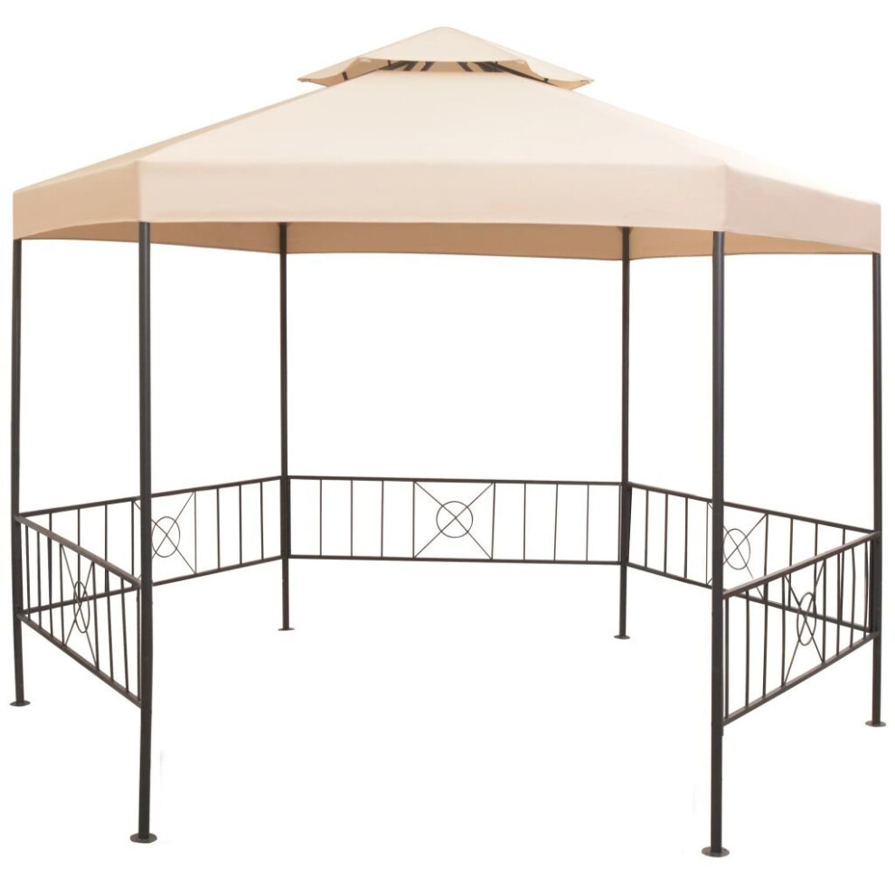 Vidaxl Garden Marquee Gazebo Pavilion Tent Hexagonal Beige 323X265cm Canopy