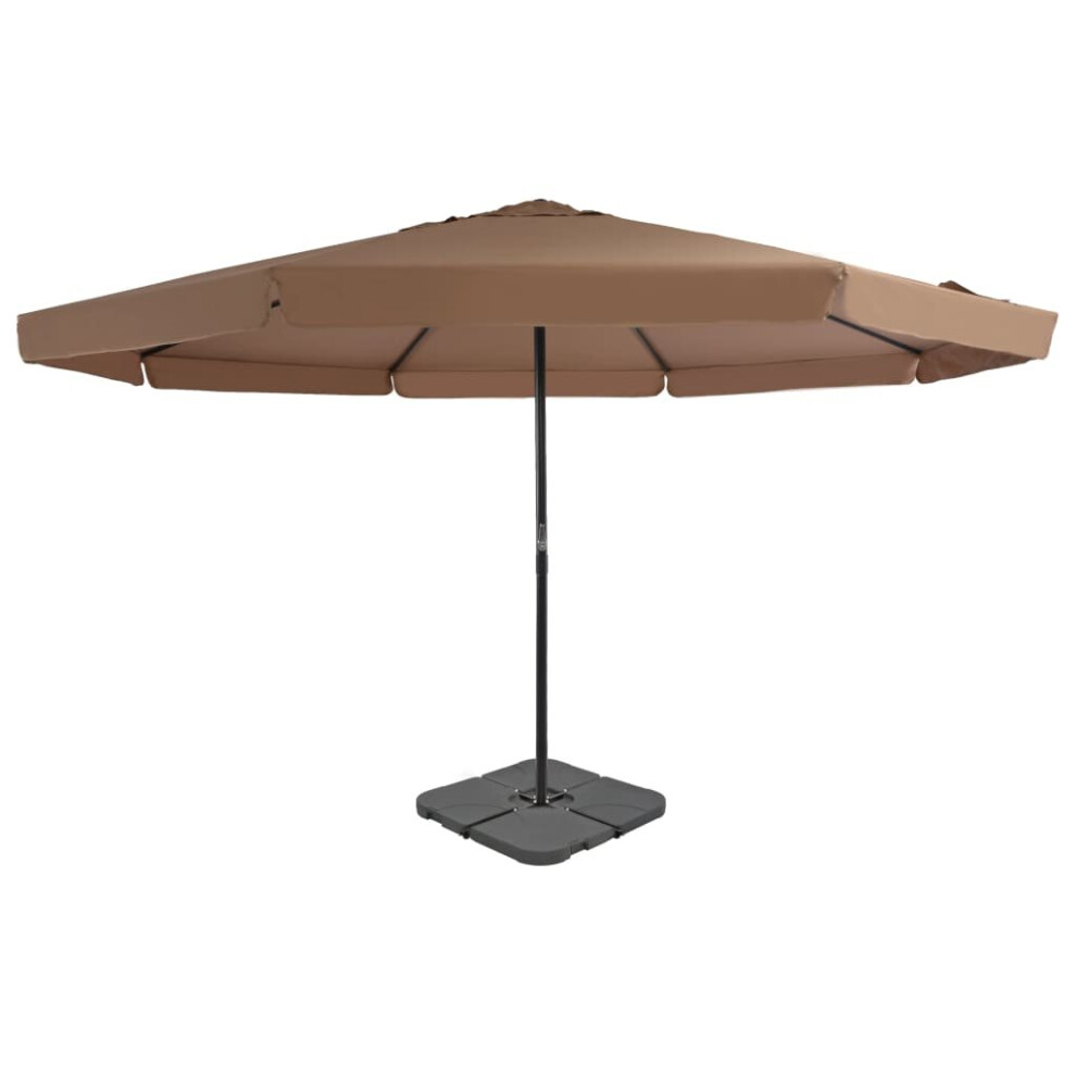 vidaXL Garden Parasol with Portable Base Patio Sunshade Outdoor Umbrella Taupe