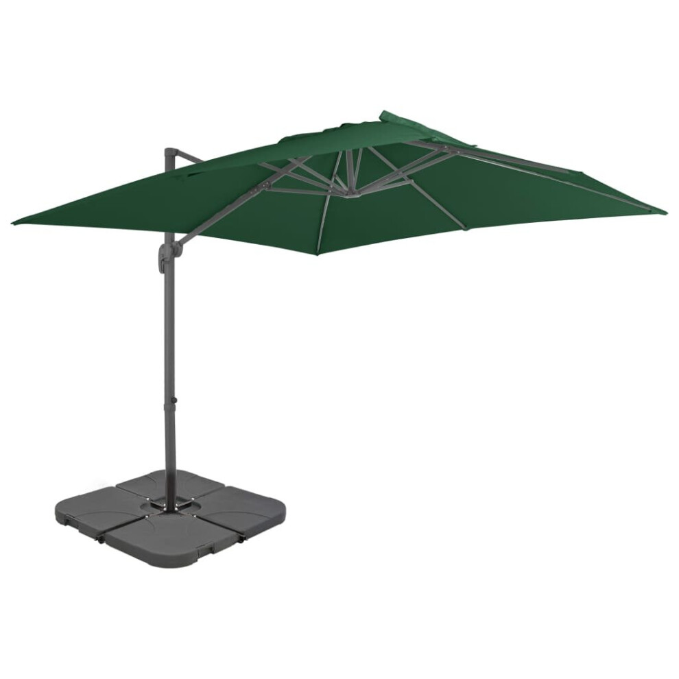 vidaXL Outdoor Umbrella with Portable Base Green