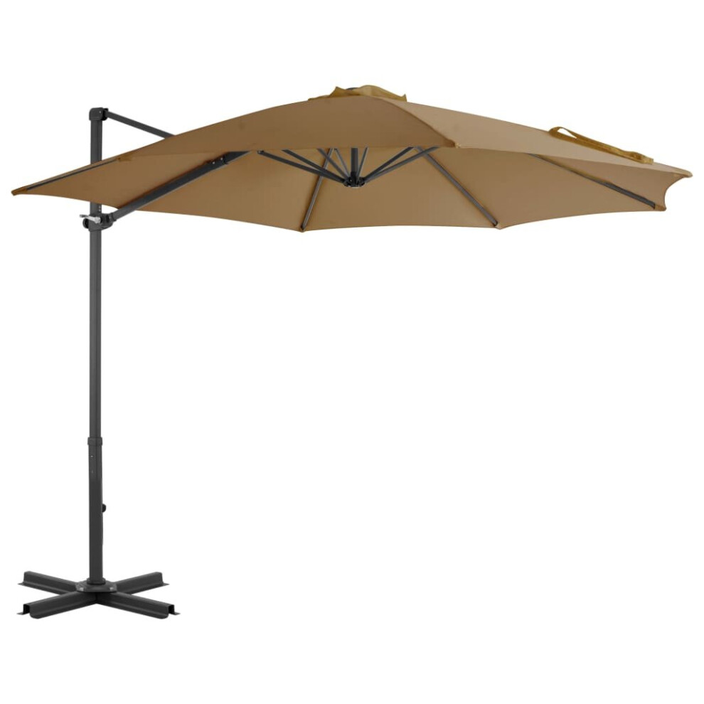 vidaXL Garden Parasol with Portable Base Patio Sunshade Outdoor Umbrella Taupe