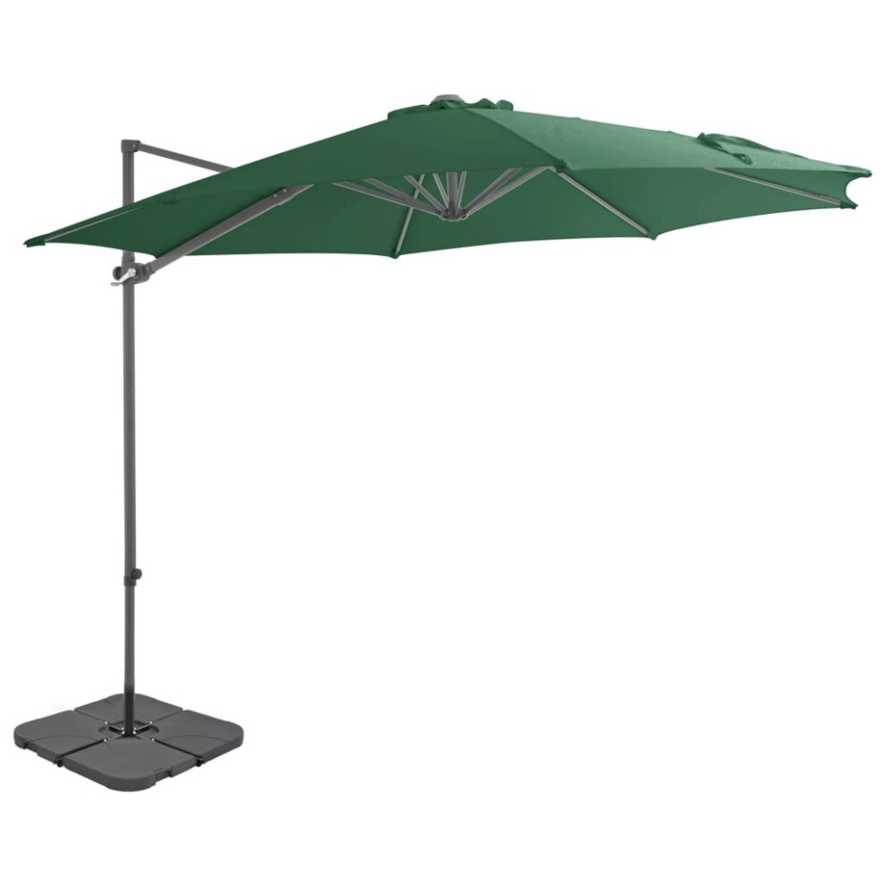 vidaXL Outdoor Umbrella with Portable Base Green