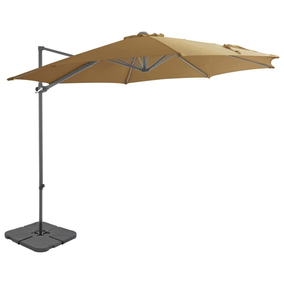 vidaXL Garden Parasol with Portable Base Patio Sunshade Outdoor Umbrella Taupe
