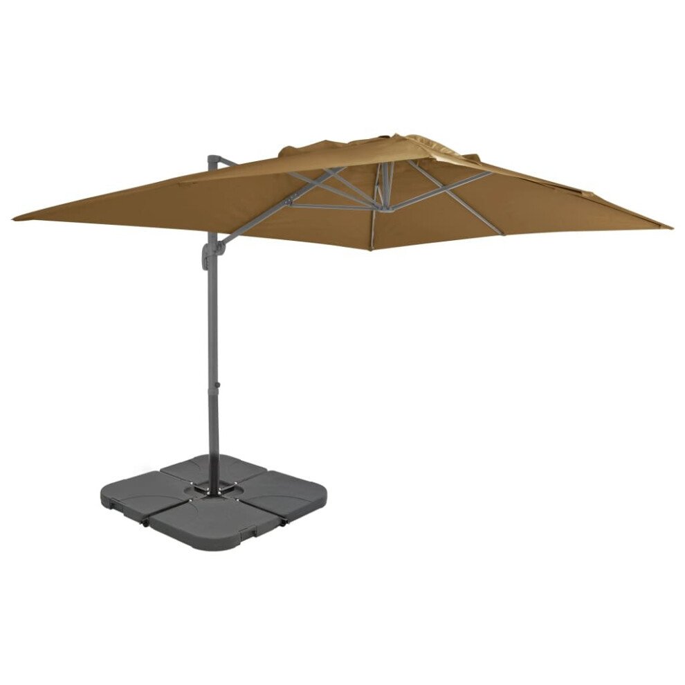 vidaXL Garden Parasol with Portable Base Patio Sunshade Outdoor Umbrella Taupe