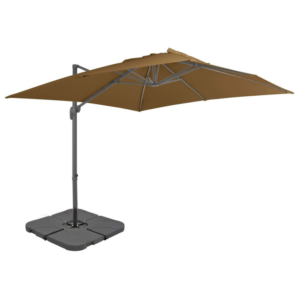 vidaXL Garden Parasol with Portable Base Patio Sunshade Outdoor Umbrella Taupe