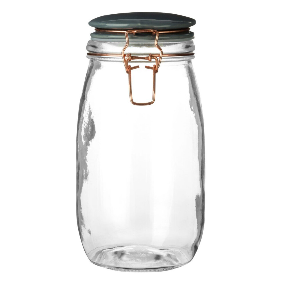 Premier Housewares Pastel 1500 Ml Glass Storage Jar Pastel Ceramic Jar Grey