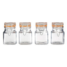 Set Of 4 Glass Jars 90ml Ideal for Preserving Spices Herbs